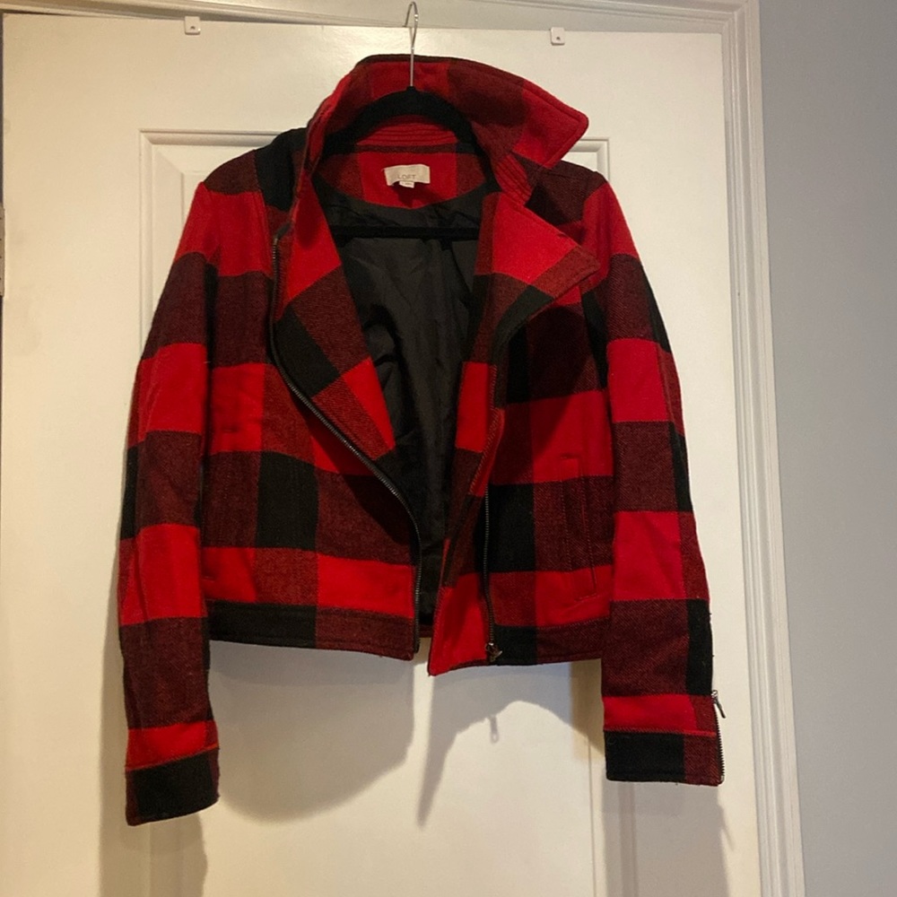 Never worn, flannel print wool coat